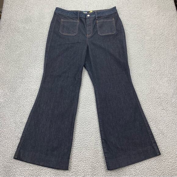 Maeve by Anthropologie Women's High-Rise Flare Dark Wash Jeans   -  Size: 34p - Picture 1 of 13